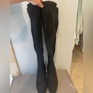 Also Black knee high boots